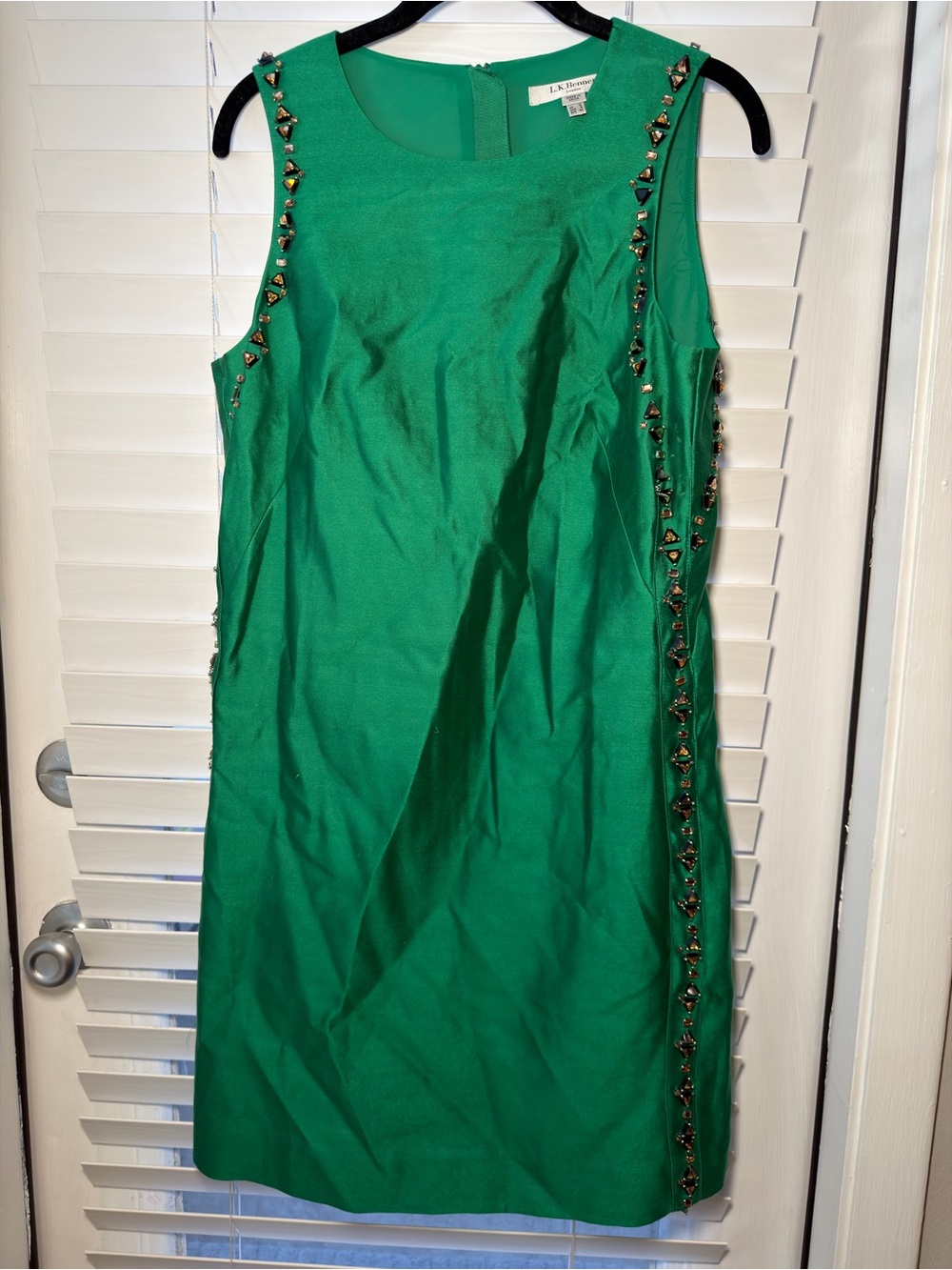 LK Bennett Emerald Green Sleeveless cocktail Dress with Side Embellishments